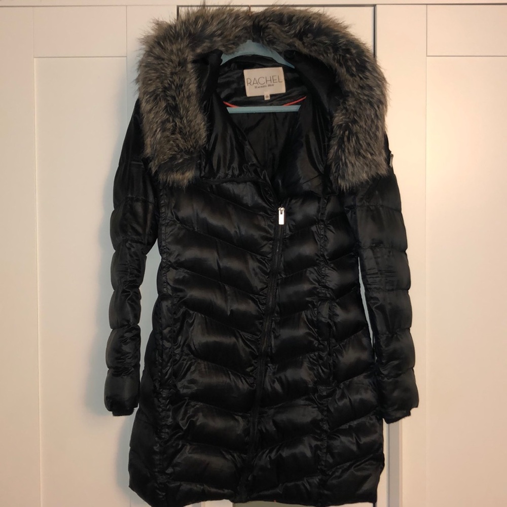 RACHEL Rachel Roy Faux Fur Trim Puffer Jacket